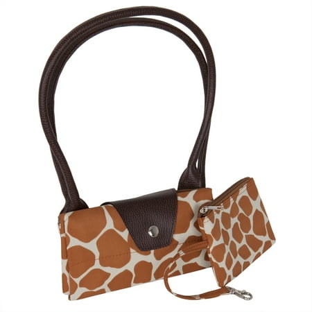 Oxford Fold Over Tote - Giraffe Print Fold Up Tote Bag With Removable Pouch
