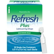Refresh Plus Lubricant Eye Drops Preservative-Free Artificial Tears, 0.4 ml, 30 Count
