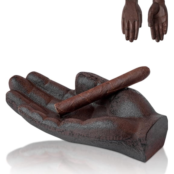 Comfify Cast Iron Cigar Ashtray Hand-Shaped - Rustic Decorative Tray, Key Holder, Heavy Duty Paperweight, Unique Gift for Men, Office & Home Decor