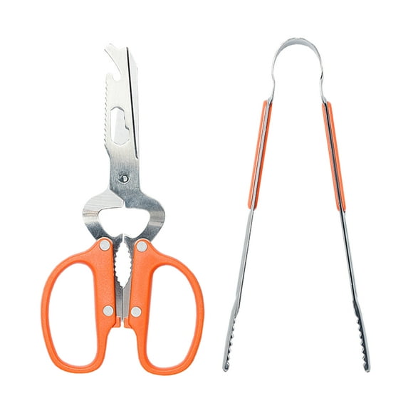 Maxsun Kitchen Shears & Kitchen Tongs Set Stainless Steel Multifunctional Ultra Sharp Utility Scissors