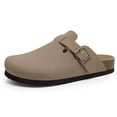 thumbnail image 1 of Comwarm-zapatillas de ante para hombre y mujer, zuecos con plantilla de corcho, sandalias con soporte de arco, toboganes de playa al aire libre, zapatos para el hogar, 1 of 5