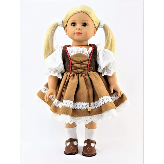 Brown Traditional German Dress For 18 inch dolls