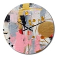 thumbnail image 2 of Designart "Geometric in Pink and Grey III" Modern Oversized Wall Clock, 2 of 5