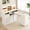 White, variant on Advwin L-Shaped Manicure Table with Dust Collector, Mobile Desktop & LED Light, Nail Tech Desk with Glass Display Rack, Storage Cabinets & Drawers for Home Spa Beauty Salon Nail Station, Black