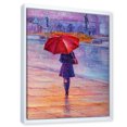 thumbnail image 3 of Designart 'Girl Walking With Red Umbrella Under The Rain' French Country Framed Canvas Wall Art Print, 3 of 5