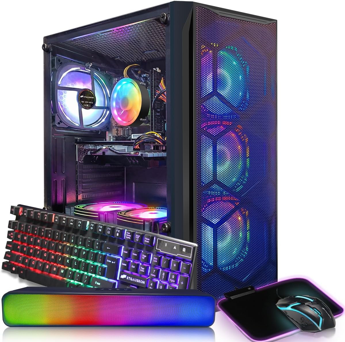 STGAubron Gaming Desktop,INTEL CORE I5-4590 3.3GHZ / AMD RADEON RX 550 4G GDDR5/16G DDR3 / 512G SSD / RGB FAN x 3 / RGB KEYBOARD & MOUSE / MOUSE PAD / WIFI / STGAubron Gaming Desktop,INTEL CORE I5-4590 3.3GHZ / AMD RADEON RX 550 4G GDDR5/16G DDR3 / 512G SSD / RGB FAN x 3 / RGB KEYBOARD & MOUSE / MOUSE PAD / WIFI /