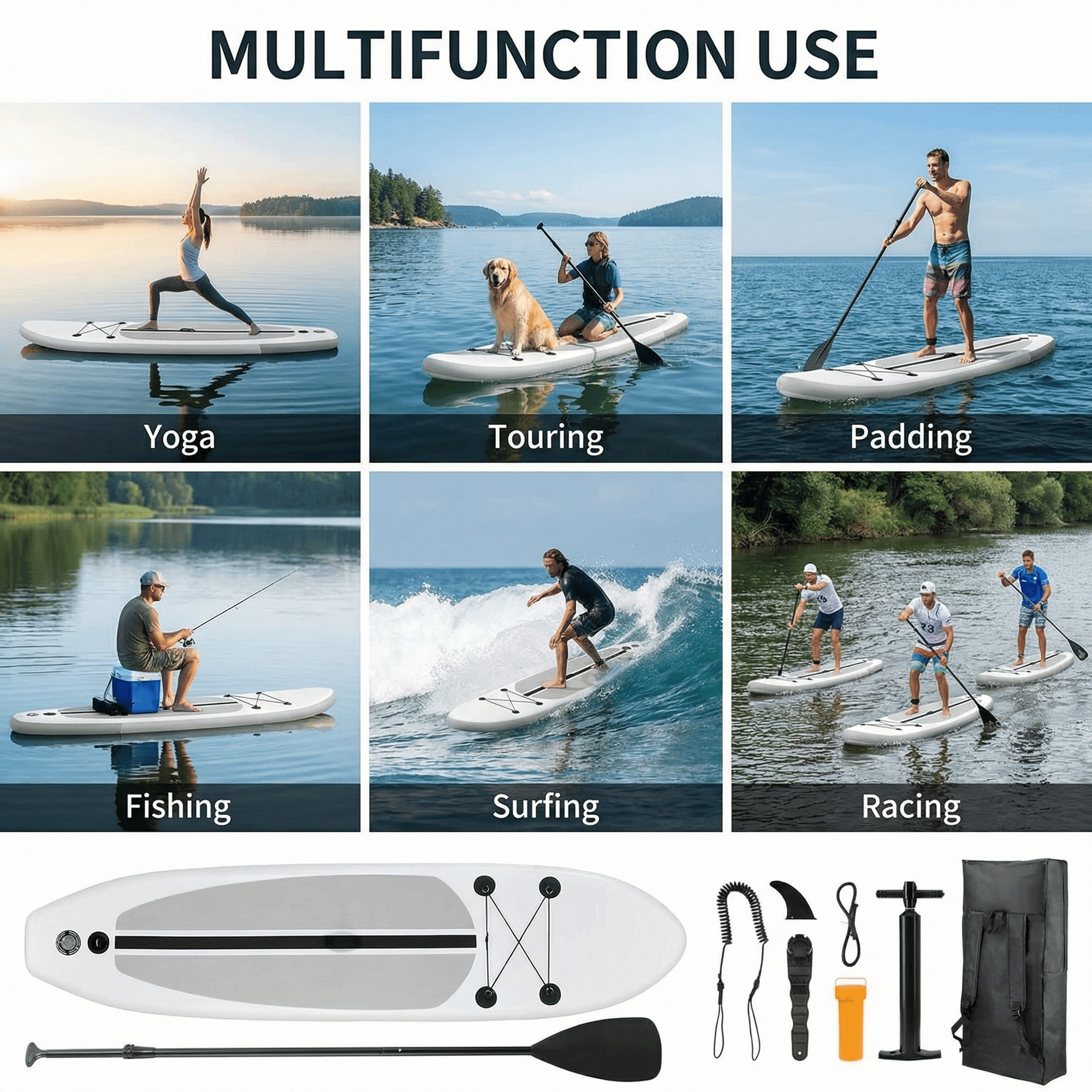 TLSUNNY 10ft Inflatable Stand up Paddle Board 5.9'' Thick SUP Paddle Board with Premium SUP Accessories