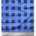 thumbnail image 1 of Soimoi Blue Moss Georgette Fabric Check & Dots Printed Fabric 1 Yard 44 Inch Wide, 1 of 3