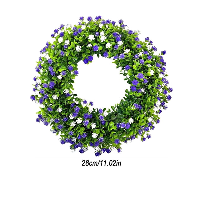 Spring Decor,Colorful Plastic Leaf Wreath Bright Eye-Catching Visual Effect Long-Lasting Seasonal Gift,Festive Decor for Front Door Gate Spring Summer Home Housewarming Birthday Holiday Decors