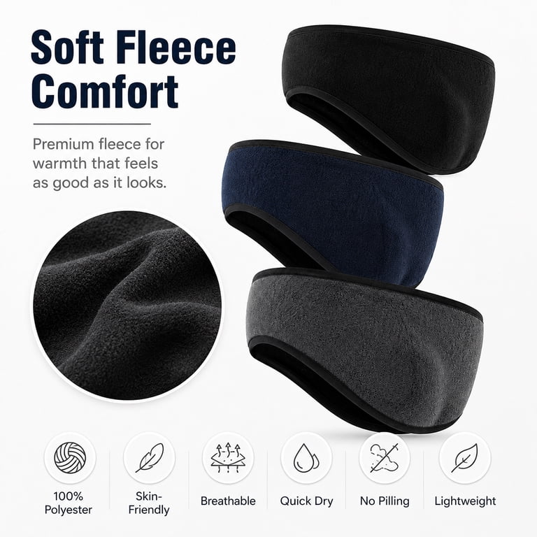 Kabuer Winter Fleece Ear Warmers, 3-Pack photo 3