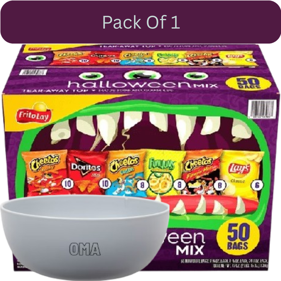 Frito-Lay Halloween Mix Variety Pack, Spooky Snack Assortment, 50 pk. With White Bowl By OMA