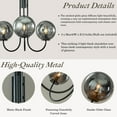 thumbnail image 4 of 3-Light 25'' Wide Modern Glam Smoked Glass Globe Bubble Chandelier Contemporary Sputnik Black Hand Blown Glass Pendant Light For Living Room Dining Room, 4 of 9