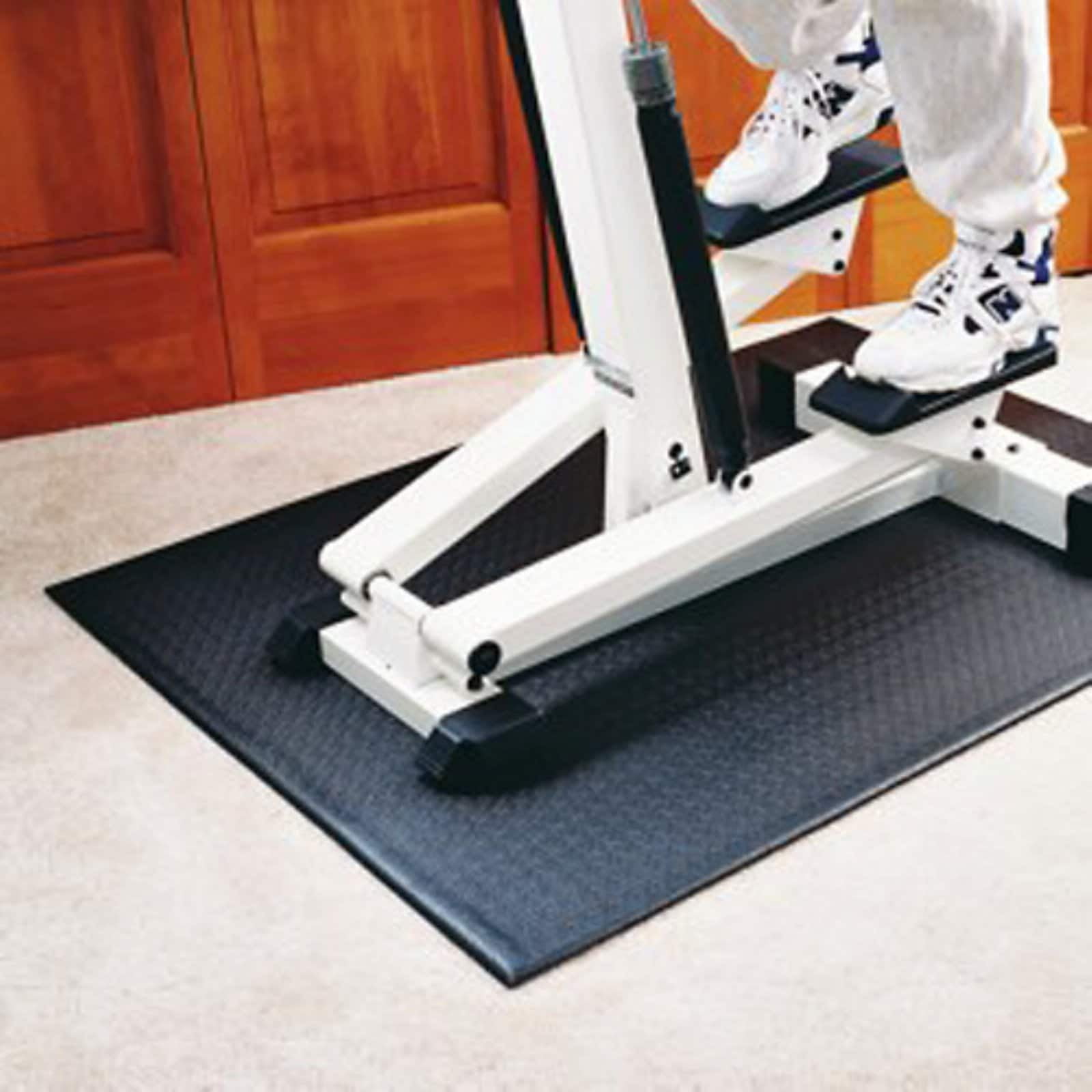 SuperMats - Bike Mat - Standard Quality Dense Foam Vinyl - Fitness Equipment Mat, Black, 36" x 48"