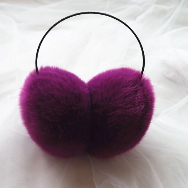 Orejeras de felpa de piel de conejo de imitación, cálidas, para invierno, para mujer