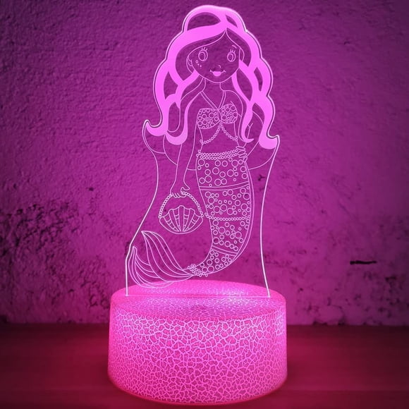 Lámpara nocturna i-Chony Mermaid Gifts 3D Illusion para niñas