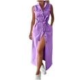 thumbnail image 2 of Ovbmpzd Party Dresses for Women 2026 Maxi Purple Sleeveless Denim Dress Long Dresses Cruise Dresses for Women XXL, 2 of 8