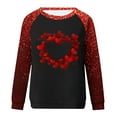 thumbnail image 4 of Funny Valentine's Day Sweatshirt Classic Love Heart Printed Pullover Casual Shoulder Sleeve Long Sleeve Round Neck Loose Cozy Sweatshirts Tops Red XXXL, 4 of 4
