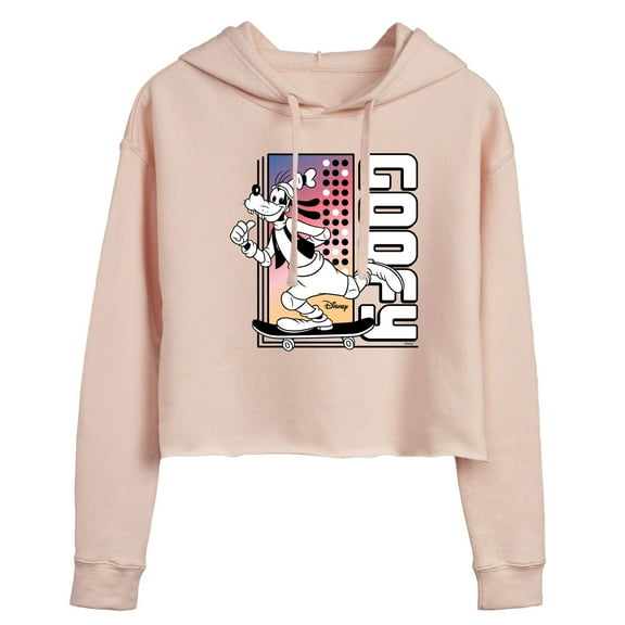 Disney - Mickey & Friends - Goofy Skateboarding Away - Juniors Cropped Pullover Hoodie