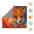 thumbnail image 2 of Dish Drying Mat, Vintage Stained Glass Fox Highly Absorbent Drying Matt Kitchen Counter, Dish Mat Drying Pad Dishes Drainer Mats for Kitchen Counter or Sink, 16 x 18 inch, 2 of 6