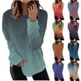 thumbnail image 6 of qucoqpe Women's Oversized Gradient Print Sweatshirt Trendy Side Split Crewneck Pullover Blouse Soft Long Sleeve Casual Top, 6 of 6