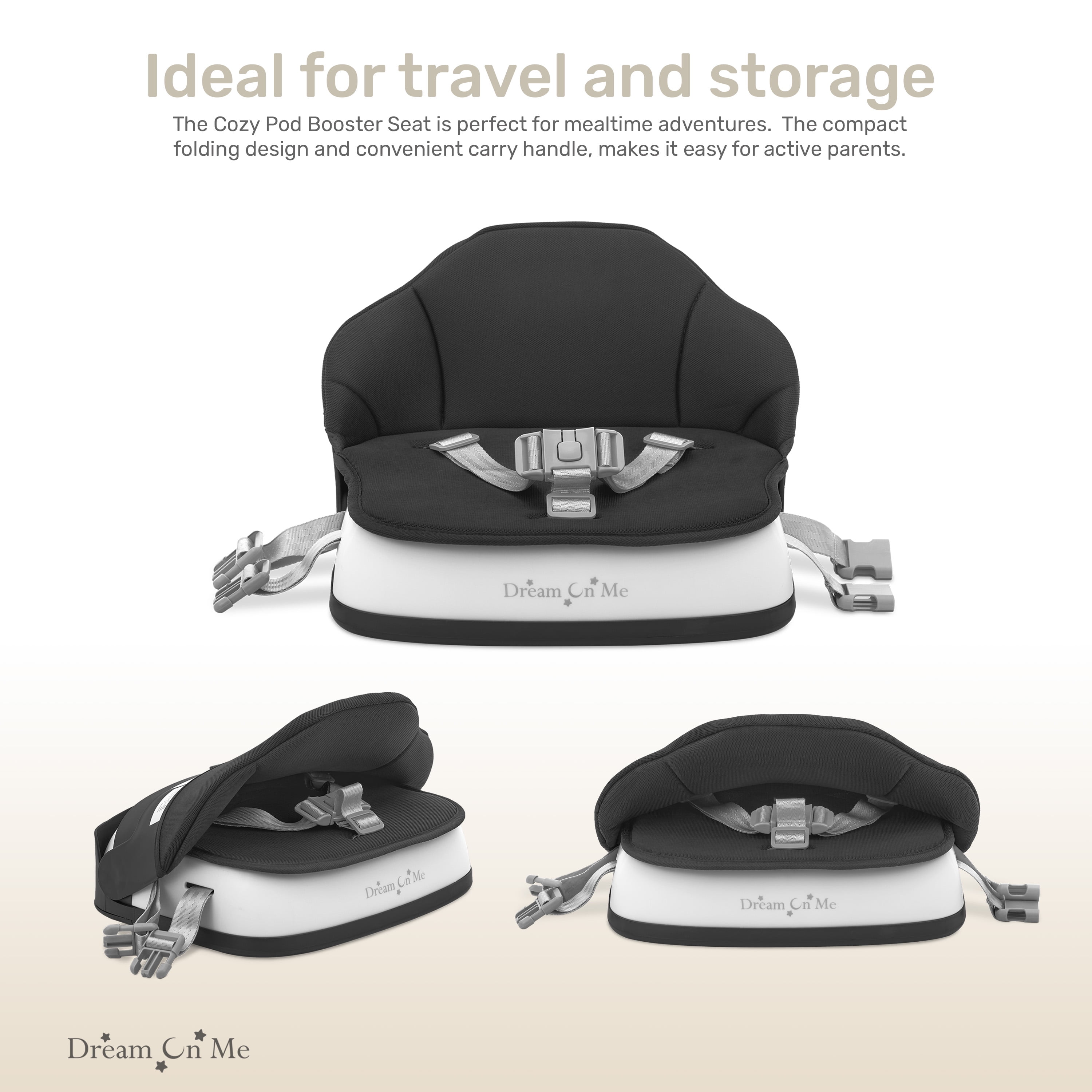 Dream On Me Cozy Pod Booster Seat with Removable Cover, Black