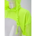 thumbnail image 6 of Zaldita Kids Girls Long Sleeve Cropped Hoodie Mesh Hooded Pullover Modern Jazz Street Dance Tops Fluorescent Green 6, 6 of 7