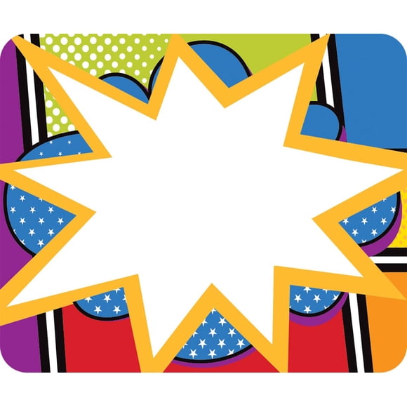 Carson Dellosa Super Power 40PC Name Tags, Comic Book Nametags for Daycare Labels, Locker Decor, Cubbies, Hello My Name is Stickers for Back to School, Classroom Organization School Supplies
