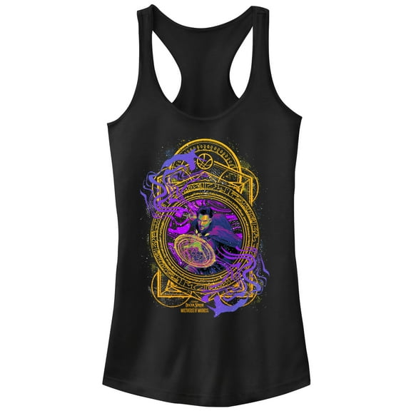 Junior's Marvel Doctor Strange in the Multiverse of Madness Neon Magic  Racerback Tank Top Black Large
