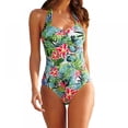 thumbnail image 3 of CNKOO Womens Halter Patchwork Printed Open Back Tankini Top Set Two Piece Swimsuits S-4XL, 3 of 5