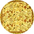thumbnail image 1 of Ahgly Company Machine Washable Indoor Round Animal Yellow Traditional Area Rugs, 5' Round, 1 of 4