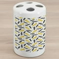 thumbnail image 1 of Yellow Ceramic Toothbrush Holder, Bird Feathers Patterns with Polka Dots Exotic Style Tribal Design Animal Print, Decorative Versatile Countertop for Bathroom, 4.5" X 2.7", Yellow Black, by Ambesonne, 1 of 4
