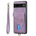 thumbnail image 5 of Nalacover for Google Pixel 8 Pro, Slim Case Wallet with Credit Card Holder, Back Flip Premium Leather Magnetic Clasp Kickstand Wirst Hand Strap Shockproof Cover for Google Pixel 8 Pro, Purple, 5 of 7