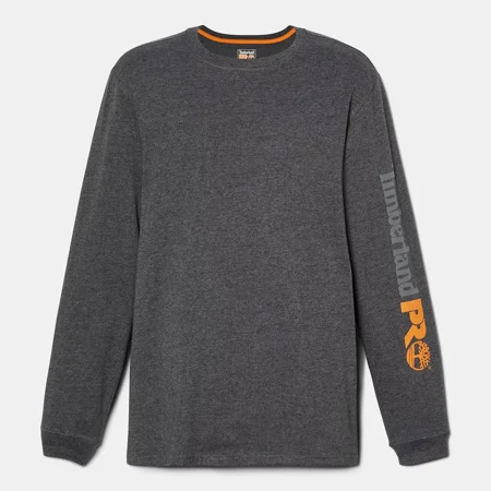 Timberland Core Logo Long Sleeve T-Shirt, Deepest Grey Heather, Large