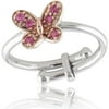 1/10 Carat T.G.W. Created Pink Sapphire Sterling Silver Adjustable Girls' Butterfly Ring