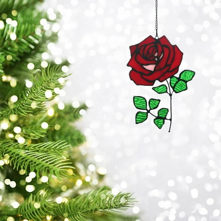 

Likthione 50% off Clear!Style Grape Design Bed Room Dinning Room Stained Glass Chandelier LED Pendant Lamp Rose Acrylic Plane Flower Window Decoration Wall Hanging Decorations