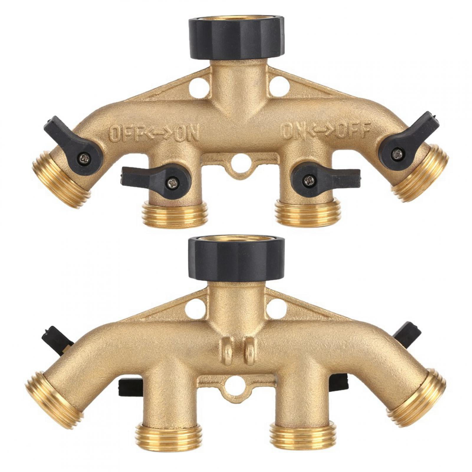 Garden Hose ATDAWN 4 Way Brass Hose Splitter 3/4" Brass Hose Faucet Manifold 
