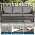 thumbnail image 6 of Unnifurnzi Outdoor Patio Couch Wicker Sofa-All Weather 3-Seater Rattan Patio Sofa High Back Outdoor Couch for Porch Deck Balcony Garden-Gray/Gray, 6 of 7