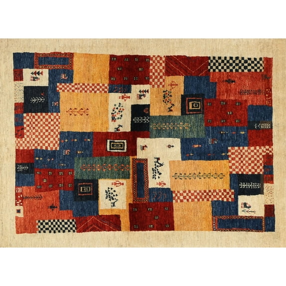 Ahgly Company Indoor Rectangle Contemporary Yellow Orange Abstract Area Rugs, 3' x 5'