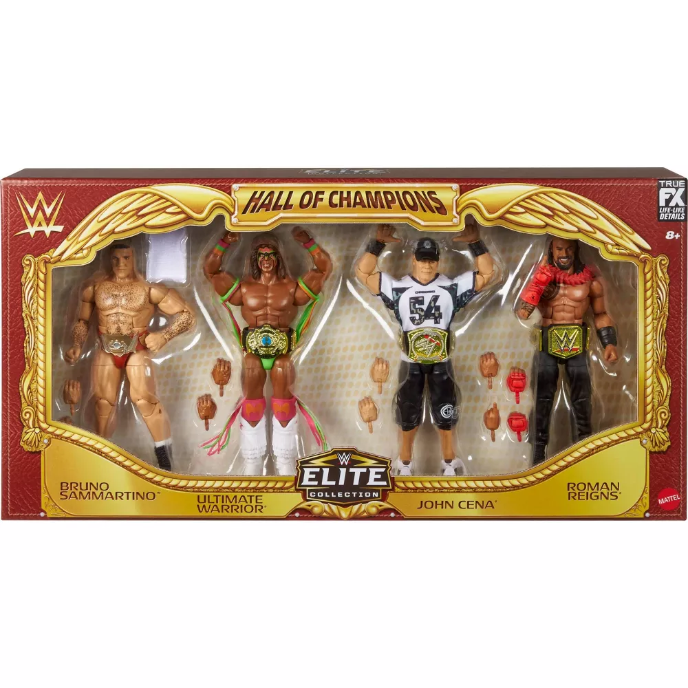 WWE Hall of Champions 4-Pack Action Figures & Accessories, 6-inch Collectibles Set