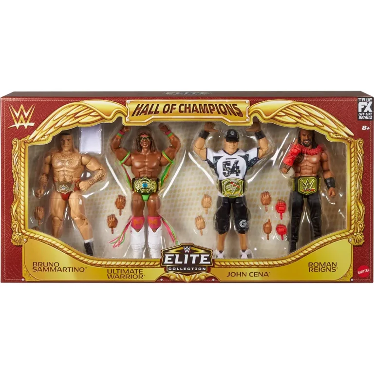 WWE Hall of Champions 4-Pack Action Figures & Accessories, 6-inch