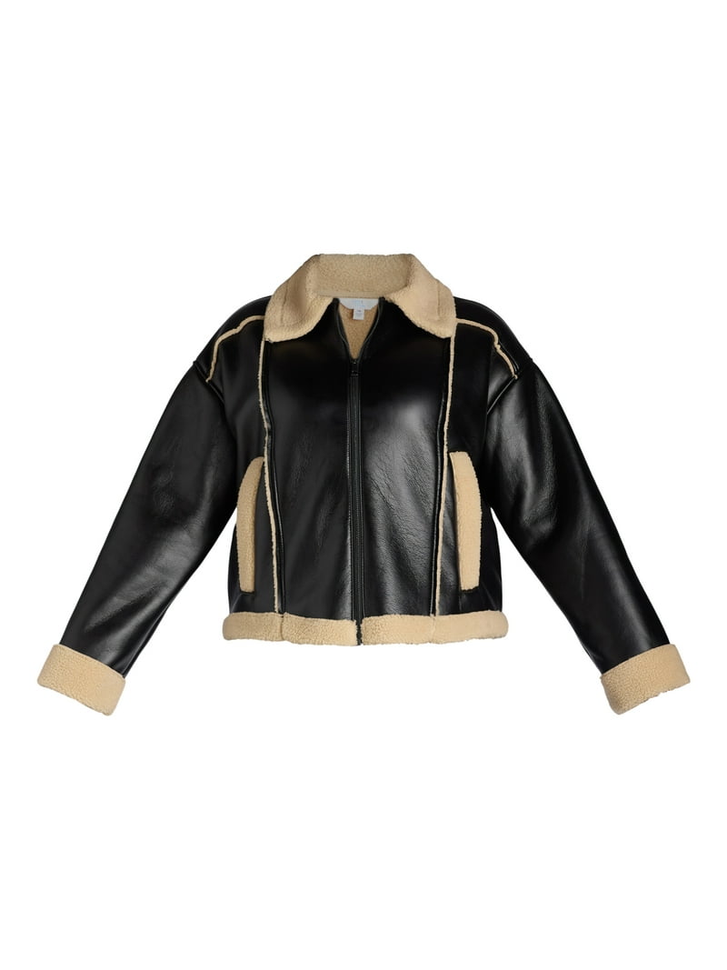 Time and Tru Women's and Women's Plus Bonded Faux Shearling