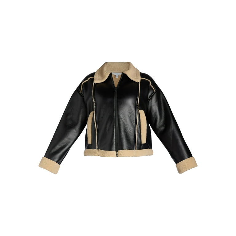 Time and Tru Women's and Women's Plus Bonded Faux Shearling Time and Tru Women's and Women's Plus Bonded Faux Shearling