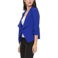thumbnail image 3 of Women's Elegant Draped Blazer Casual Open Front 3/4 Sleeve Jacket, 3 of 6