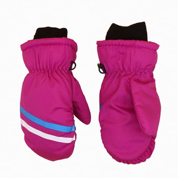 CAICJ98 Kids Toddler Winter Ski Snow Cold Weather Gloves Mittens Warm Waterproof Windproof Touchscreen for Boys Girls 5-8 Years,Hot Pink