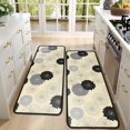 thumbnail image 4 of Geometric Flower and Dahlia Beige Anti Fatigue Kitchen Rugs Set Of 2, Non Slip Washable Decorative Floor Mats for Sink Laundry and Home Use, 17"x47", 4 of 5