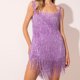 thumbnail image 3 of Vestidos de Fiesta Elegantes con flecos y tirantes finos para mujer tirantes verano Ygjytge Púrpura T M para Mujer, 3 of 6