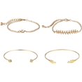 thumbnail image 1 of Pulseras Abiertas De 4 Piezas Para Mujer, Con Brazalete Brazalete Abierto Con Cristal Para Mujeres Niñas - Dorado Yuyangstore Cadena de brazalete de oro para mujer, 1 of 8