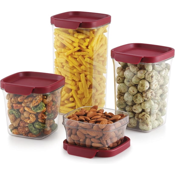 MASTERCOOK 4-Piece Food Storage Containers with Lids, Airtight Stackable Square Kitchen Set