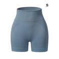 thumbnail image 3 of Pantalones cortos sin costuras para mujer, atléticos, a prueba de golpes, Fitness, cintura alta, levantamiento de cadera, ropa inferior, ropa Prendas para la parte inferior del cuerpo Azul claro S Minnieouse AP018957-01, 3 of 6