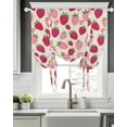 thumbnail image 5 of Red Pink Strawberry Tie Up Curtains for Window, Thermal Insulated Balloon Shade Adjustable Rod Pocket Curtains Valance Panels for Kitchen Bathroom Cafe 42 x 54 Beige Lovely Summer Spring Fruit, 5 of 6